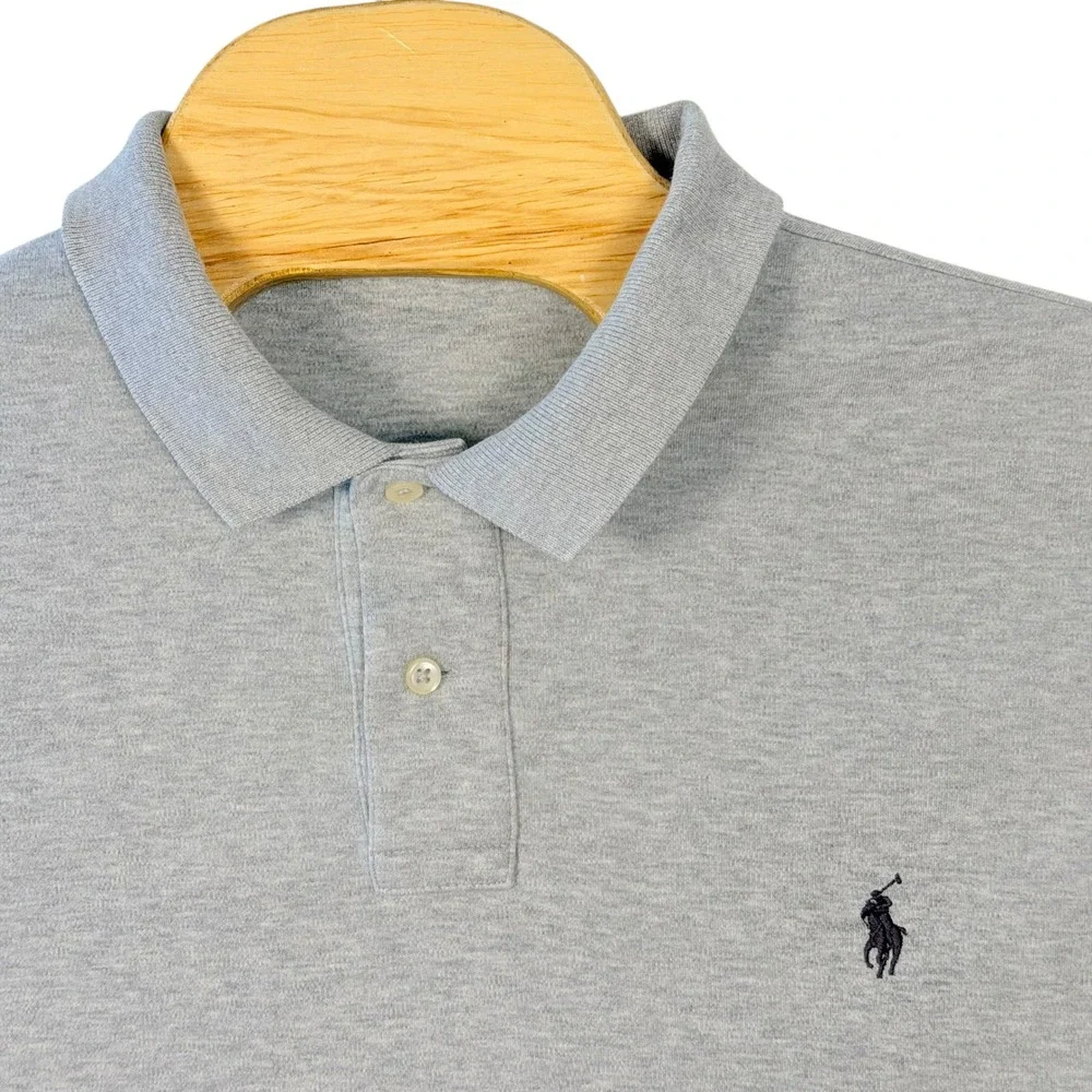 Polo Ralph Lauren Polo Shirt Mens XL Gray Classic Cotton Short Sleeve Solid Prep